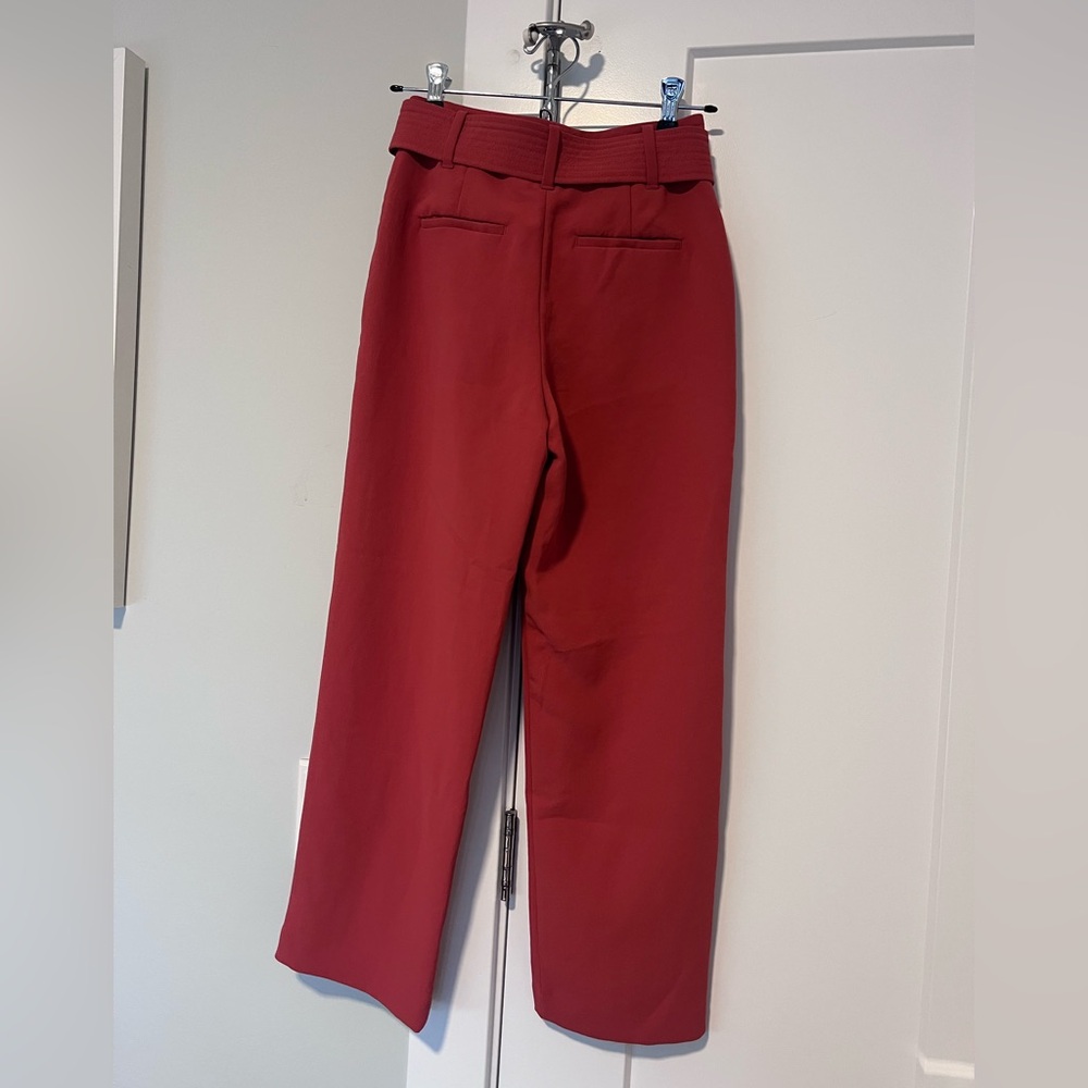 Wilfred Crimson High-Waist Paperbag Trousers with Tie Belt - Picture 2 of 4